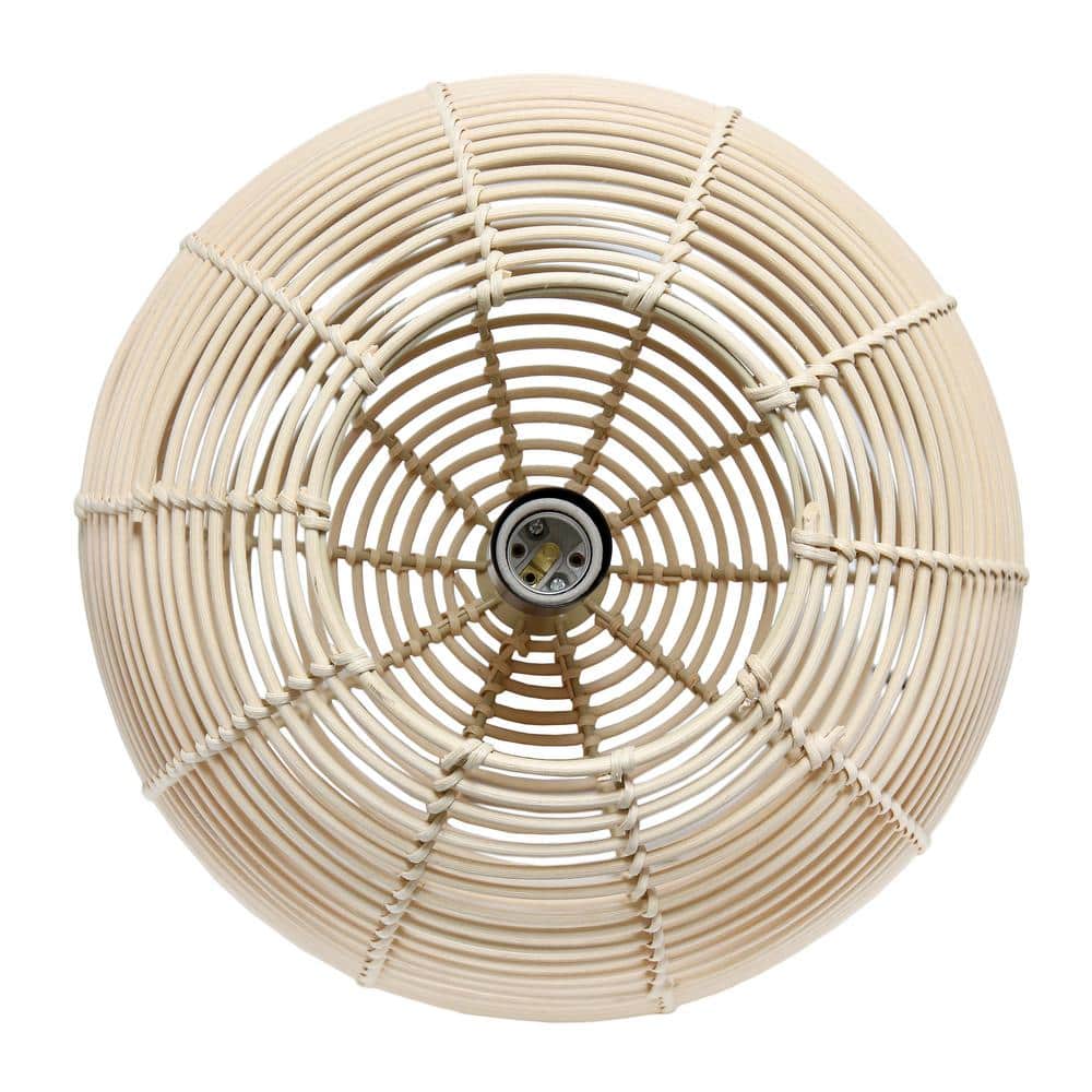 Natural Rattan Globe Pendant Ceiling Light with Brass Canopy
