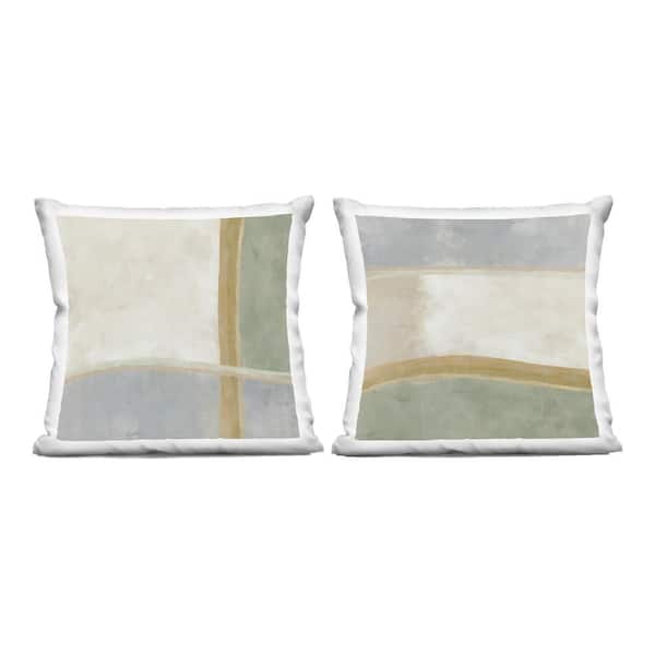 Geometric Boxes in Earth Tones Beige Geometric Zipper Polyester 18 in. x 18 in. Throw Pillow Set of 2