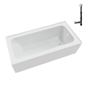 66 in. x 32 in. Soaking Acrylic Alcove Bathtub with Right Drain in Glossy White, External Drain in Glossy White