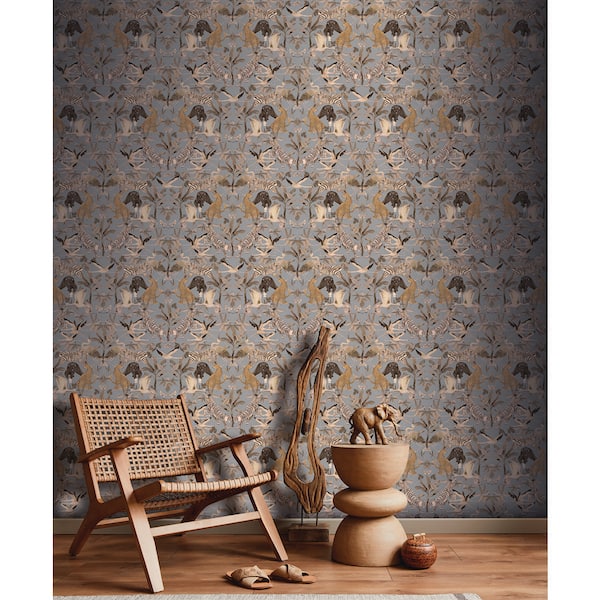 Light Blue Fog Magic Animals Print Non Woven Non-Pasted Textured Wallpaper 68 sq. ft.