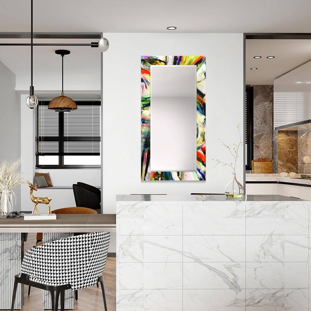 Vibrant Multicolor Rectangular Beveled Wall Mirror with Tempered Glass