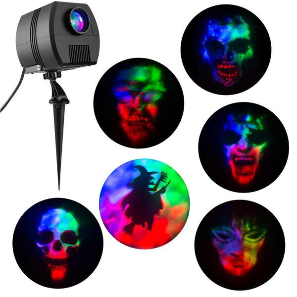 LightShow 3-Light Projection Multi-Color LED Fire and Ice Specter Projector Stake with Sound and 6-Changeable Slides