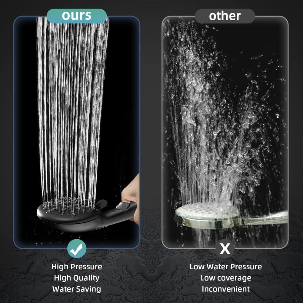 Matte Black 9-Spray Handheld Wall Mounted Shower Head