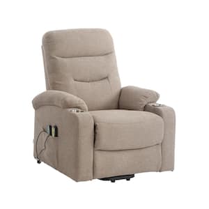Brown Power Lift Recliner Chair with Cup Holder and 8 Massage Points Function