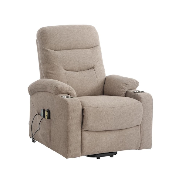Clihome Brown Power Lift Recliner Chair with Cup Holder and 8 Massage Points Function