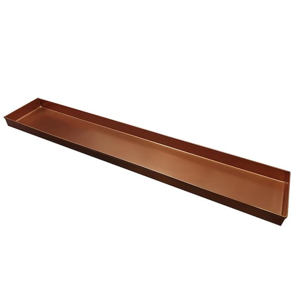 BestNest Long Copper Windowsill Plant Trays Set of 3 29 L 