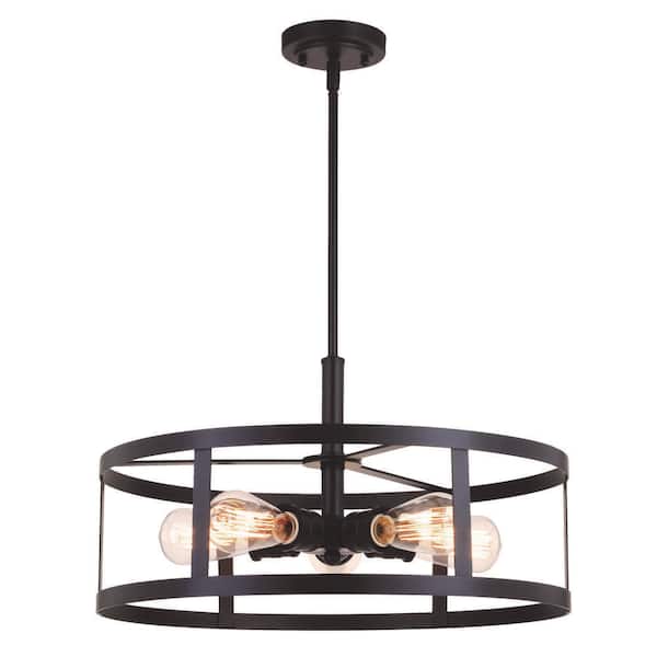 Akron 5-Light Oil Rubbed Bronze Drum Cage Farmhouse Pendant Light