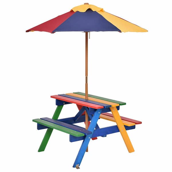 Costway Wood Outdoor Picnic Table with Extension