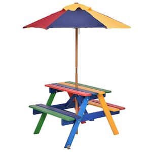 Rectangle Wood 4 Seat Kids Outdoor Picnic Table