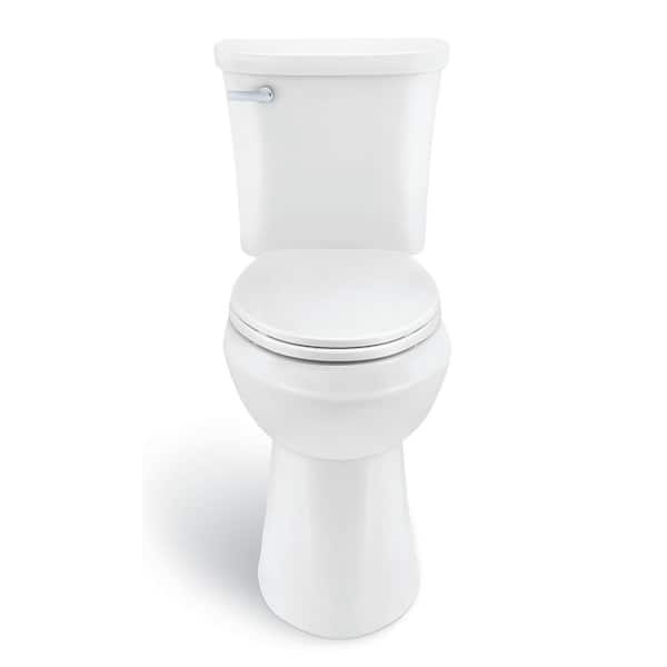 Power Flush 2-Piece 1.28 GPF Single Flush Elongated Toilet in White with  Slow-Close Seat Included