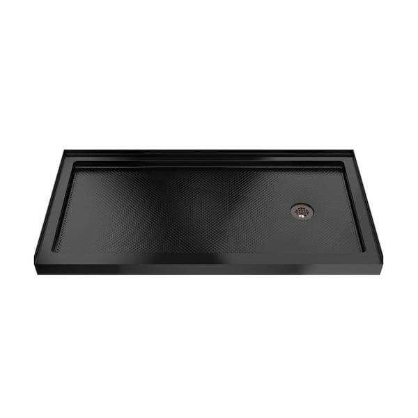SlimLine 60 in. L x 30 in. W Alcove Rectangular Black Shower Pan Base with 2 in. Round Right Drain in Oil Rubbed Bronze