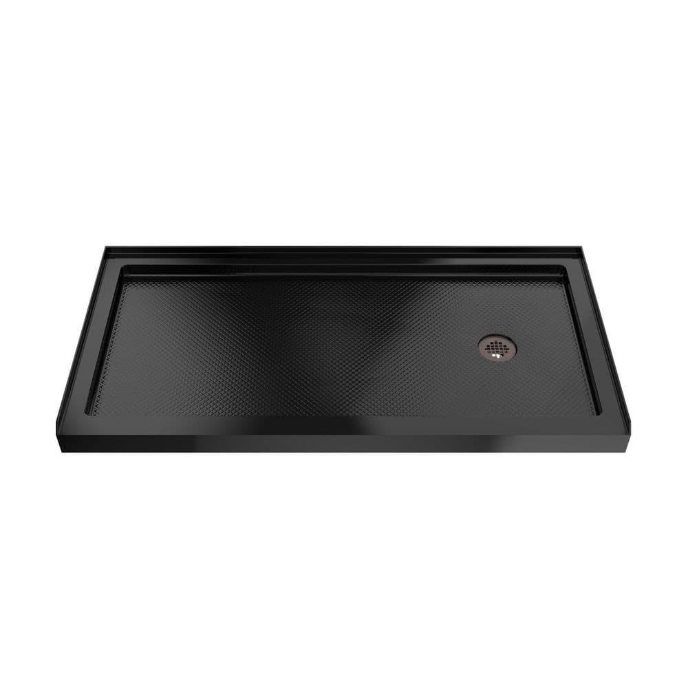 SlimLine 60 in. L x 32 in. W Alcove Rectangular Black Shower Pan Base with 2 in. Round Right Drain in Oil Rubbed Bronze price history on PriceWatchPro