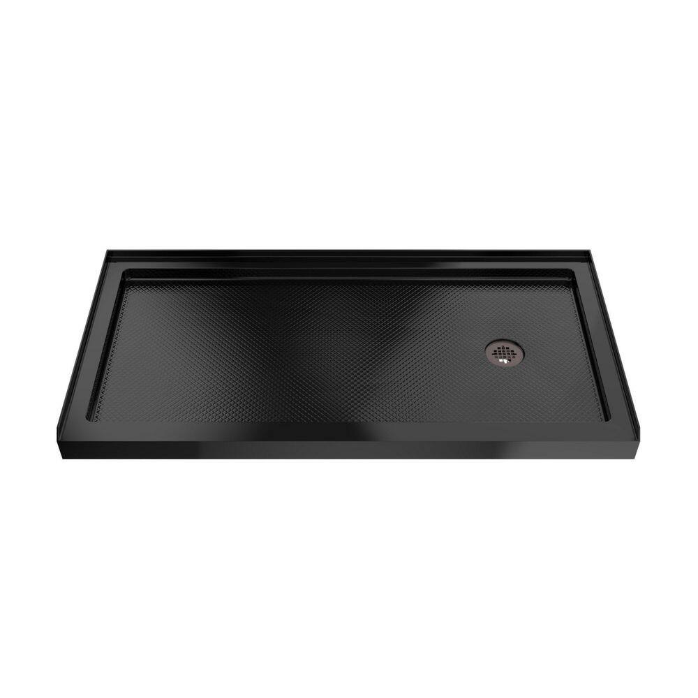 SlimLine 60 in. L x 34 in. W Alcove Rectangular Black Shower Pan Base with 2 in. Round Right Drain in Oil Rubbed Bronze price history on PriceWatchPro