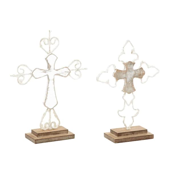 Litton Lane Cross Wood Sculpture (Set of 2)