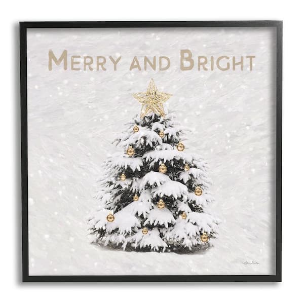 Stupell Industries Merry and Bright Scene by Lori Deiter 1-Piece Framed Graphic Print Typography Poster Art Print 12 in. x 12 in.