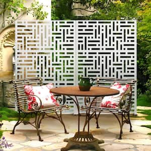 72 in. Galvanized Steel Outdoor Garden Fence Privacy Screen Garden Screen Panels in White