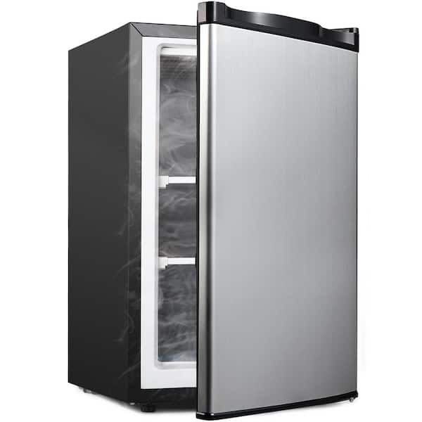 JEREMY CASS 2.1 cu. ft. Manual Defrost Upright Freezer in Silver with Reversible Door, Removable Shelf