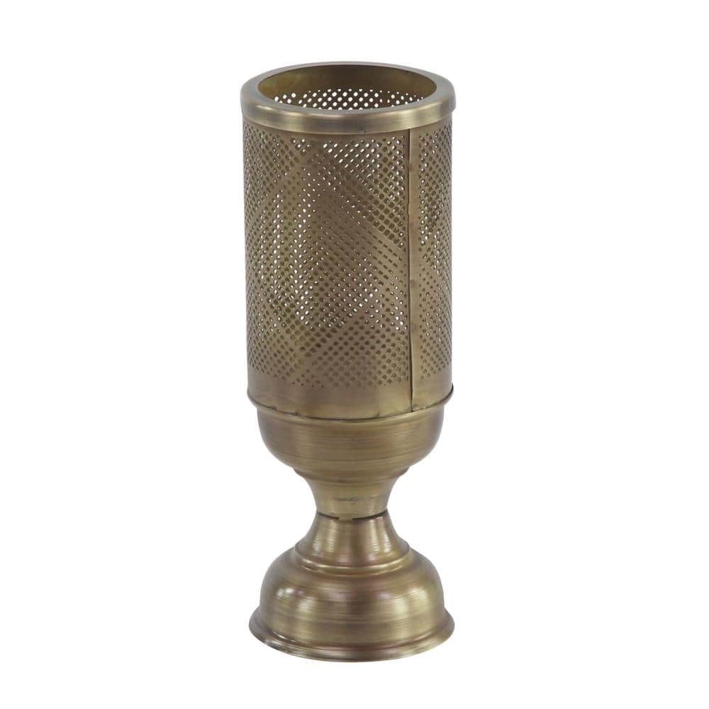 Set of 3 Gold Perforated Iron Chalice Candle Holders