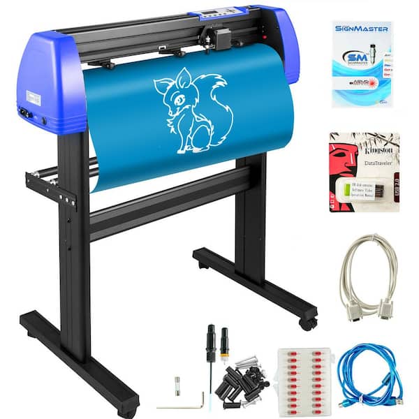 34-in. Vinyl Cutter with 20 Blades, 870 mm Maximum Feed, Adjustable Force/Speed, Sturdy Floor Stand, Ideal For Signage