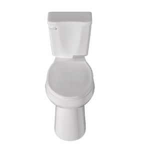19 in. Tall Seat 2-Piece Toilet 1.28 GPF Single Flush Round Toilet in White Map Flush 1000g with Soft-Close Seat