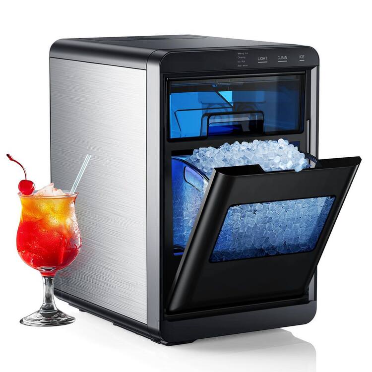 SIMZLIFE 13 in. 45 lb. /24H Nugget Ice Countertop Portable Ice Maker in Black, 2lb Capacity, Auto-Cleaning, with Scoop and Basket