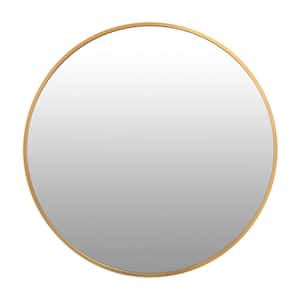 28 in. W x 28 in. H Round Metal Framed Wall-Mounted Bathroom Vanity Mirror in Gold