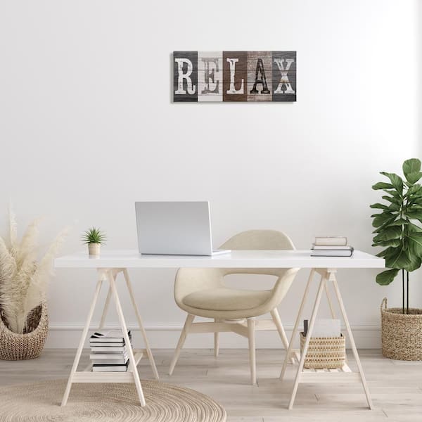 Rustic Bathroom Relax Letters by Susan Arnot Unframed Typography Graphic Art Print 10 in. x 24 in.