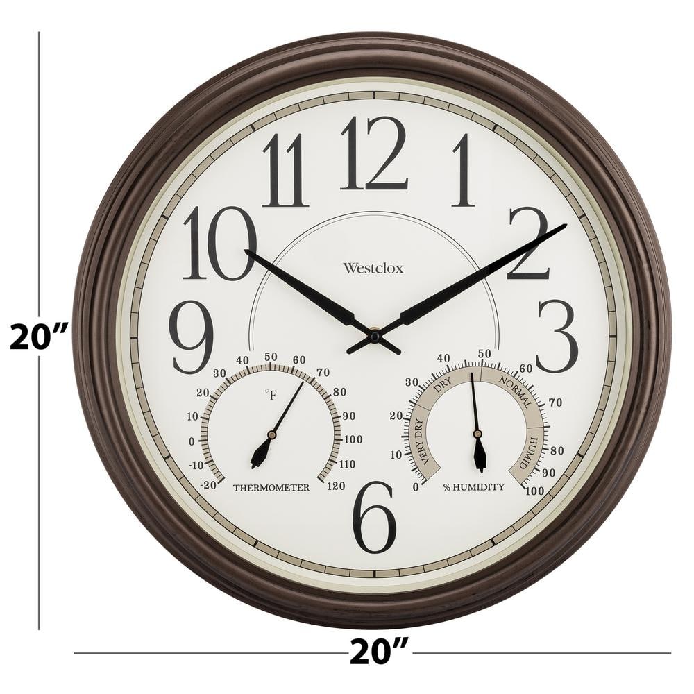 20" Bronze Round Analog Indoor/Outdoor Wall Clock with Glass Face