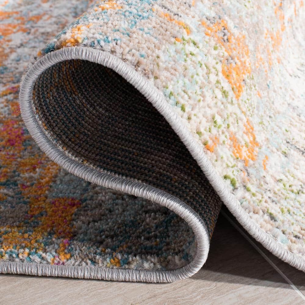 Madison 5' x 5' Square Gray and Orange Abstract Rug