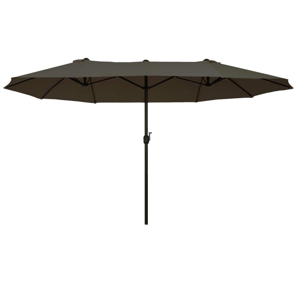 15 ft. Extra Large Double-Sided Outdoor Market Patio Umbrella in Gray, with Crank Handle and Air Vents price history on PriceWatchPro