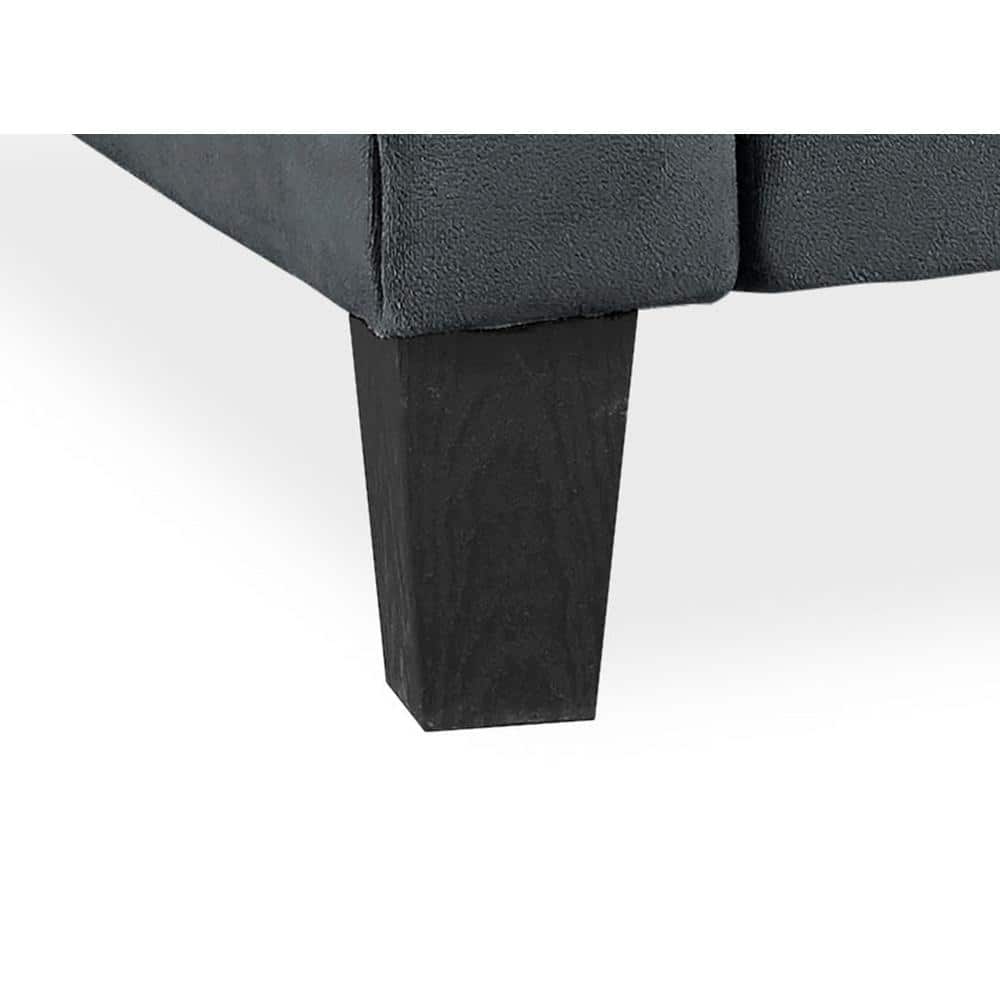 Mavrick Dark Grey Microfiber Wood Accent Chair with Rolled Arms