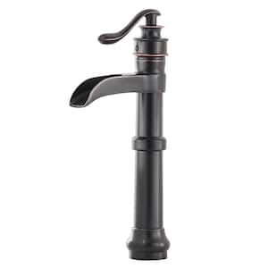 Waterfall Single Hole Single-Handle Vessel Bathroom Faucet With Supply Line in Oil Rubbed Bronze