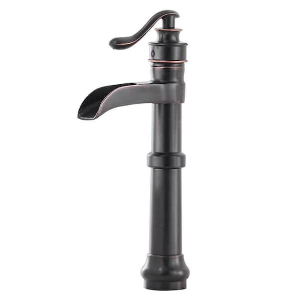 BWE Waterfall Single Hole Single-Handle Vessel Bathroom Faucet With Supply Line in Oil Rubbed Bronze