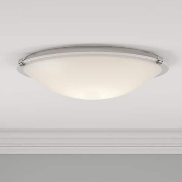 Progress Lighting 16 in. Dome Collection 24-Watt Brushed Nickel Integrated LED Flush Mount