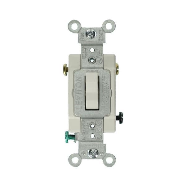 Leviton 15 Amp Commercial Grade 3-Way Lighted Handle Toggle Switch, White