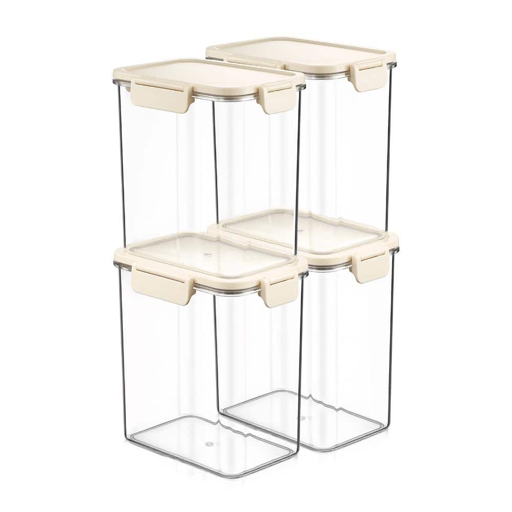 Stackable Plastic Food Storage Container with Lids (4 Pack), Clear Airtight Pantry Canister for Kitchen Organization price history on PriceWatchPro