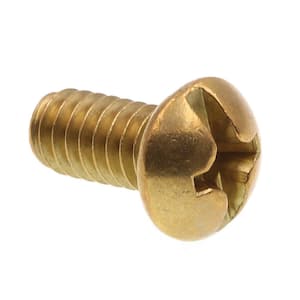 Everbilt #10-32 x 1/2 in. Combo Round Head Brass Machine Screw (4-Pack)  813741 - The Home Depot