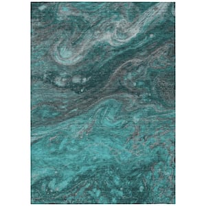 Chantille ACN599 Teal 8 ft. x 10 ft. Machine Washable Indoor/Outdoor Geometric Area Rug