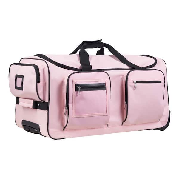 Dance Bag with Garment Rack 29 in. Rolling Dance Duffel with Wheels USB Port Height Adjustable Clothes Rack Pink