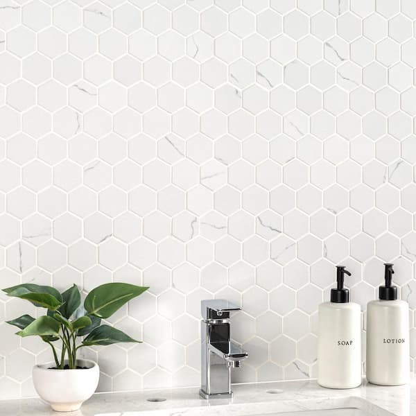 Marcella Gray 2 in. Hexagon 12 in. x 12 in. x 0.31 in. Matte Porcelain Floor and Wall Mosaic Tile (10 sq. ft./Case)