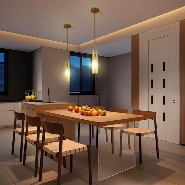 1-Light Gold Simple Mini Pendant Light with Clear Glass Shade