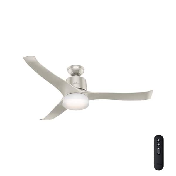 Hunter Symphony Wi-Fi Enabled Apple HomeKit/Google Home/Alexa 54 in. Indoor Matte Nickel Ceiling Fan with Light Kit and Remote