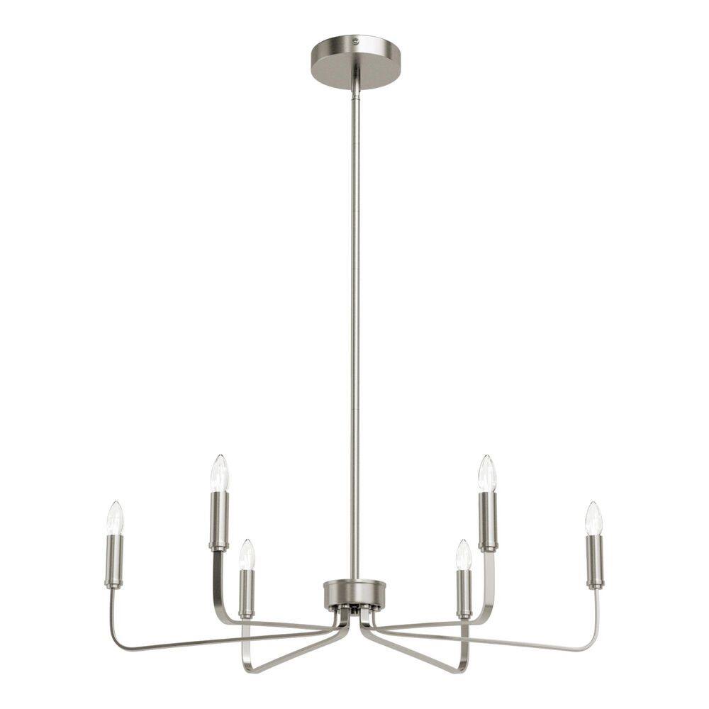 The 6-Light 26 in. Brushed Nickel Modern Branch Dimmable Chandeliers Living Foyer Lighting price history on PriceWatchPro