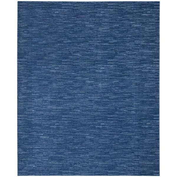 Essentials 8 ft. x 10 ft. Navy Blue Solid Contemporary Indoor/Outdoor Patio Area Rug