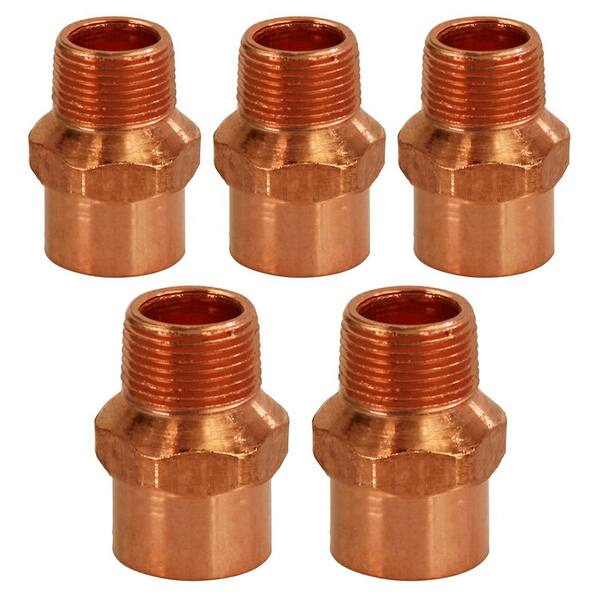 PLUMBFLEX 3/4 in. Sweat x 1/2 in. MIP Copper Reducing Male Adapter Fitting (5-Pack)