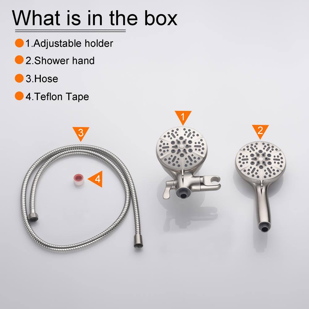 Brushed Nickel 5-Spray Dual Shower Head with Handheld