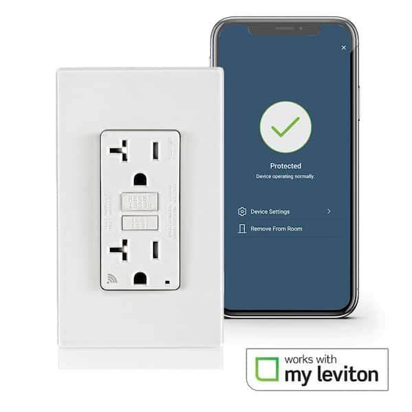 Leviton 20 Amp SmartlockPro Wi-Fi Certified Smart GFCI Outlet White R02 ...