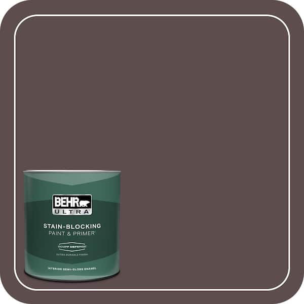 BEHR ULTRA 1 qt. #740B-7 Smooth Coffee Extra Durable Semi-Gloss Enamel Interior Paint & Primer