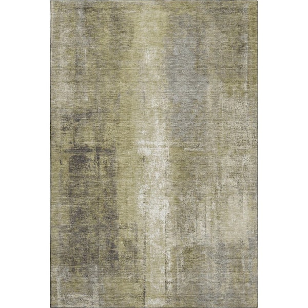 Mayfield Premium Machine Washable Abstract AMF1980 Gold 8 ft. x 10 ft. Area Rug