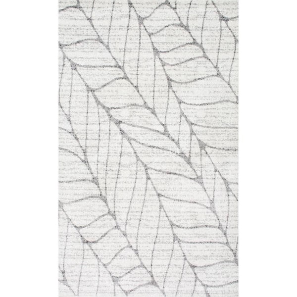 nuLOOM Leaves Abstract Light Gray 8 ft. x 10 ft. Area Rug